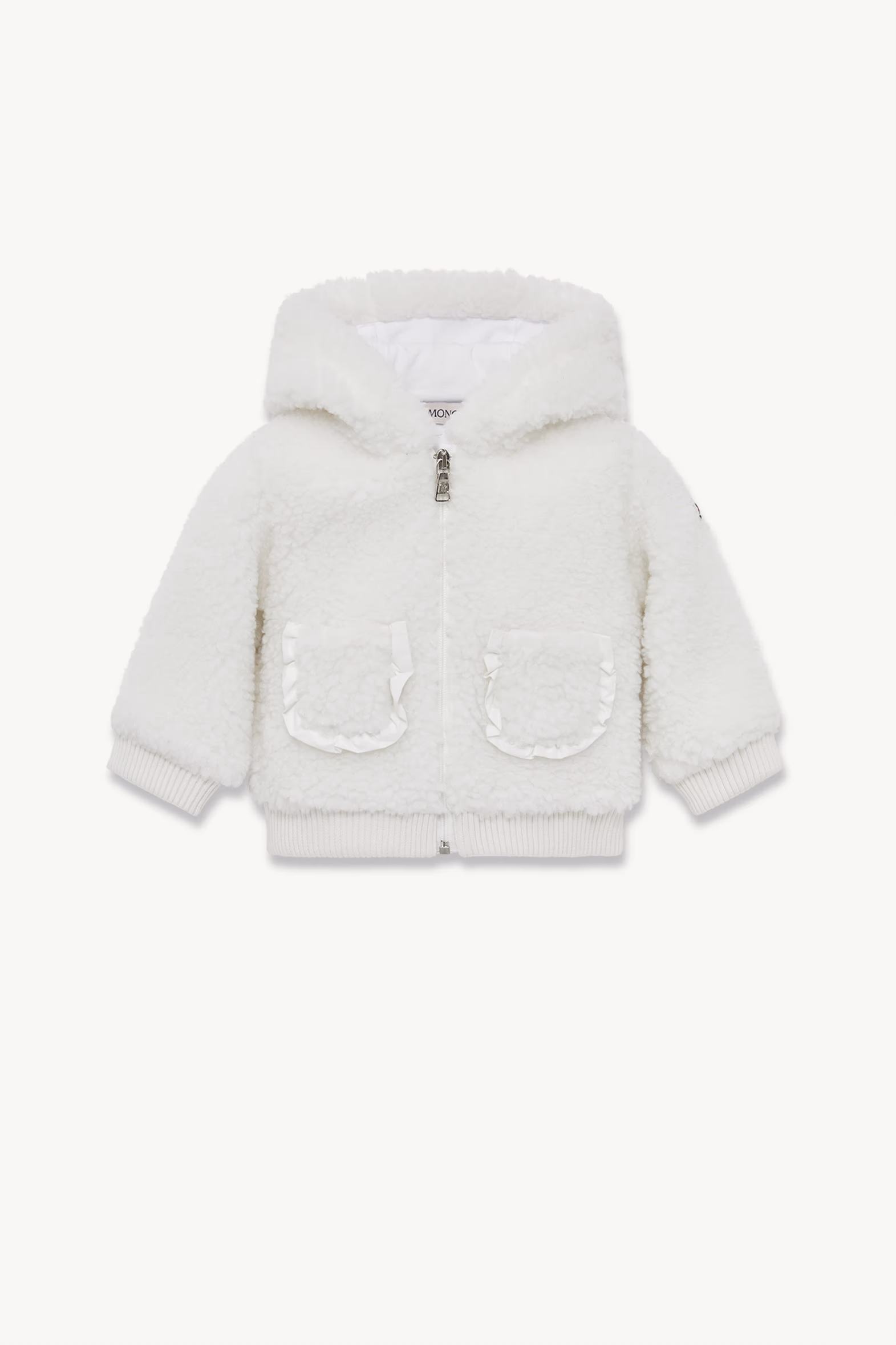 Teddy Zip-Up Hoodie Girl White Moncler 0